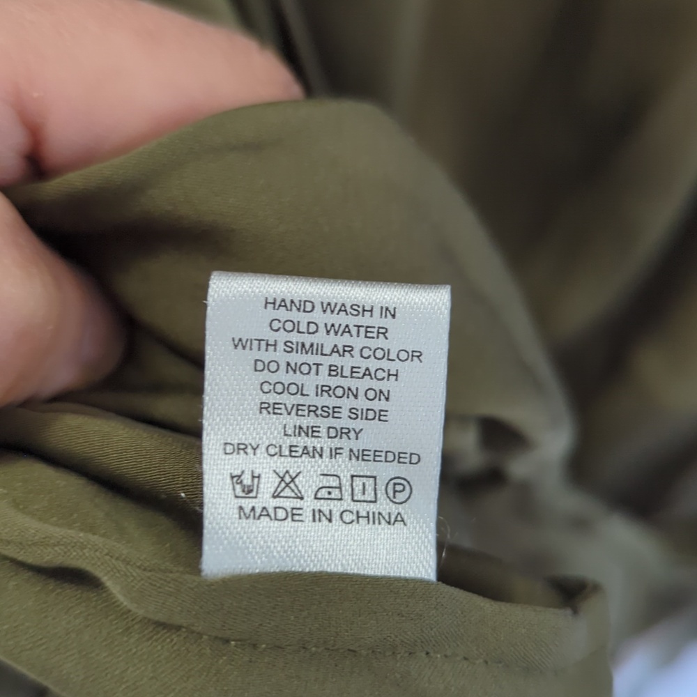 Quince Olive Green Washable Silk Shirt Dress - Picture 8 of 9
